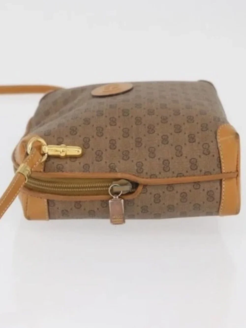 GUCCI Micro GG Supreme Shoulder Bag PVC Beige Gold 007 104 4916 Auth SW2142